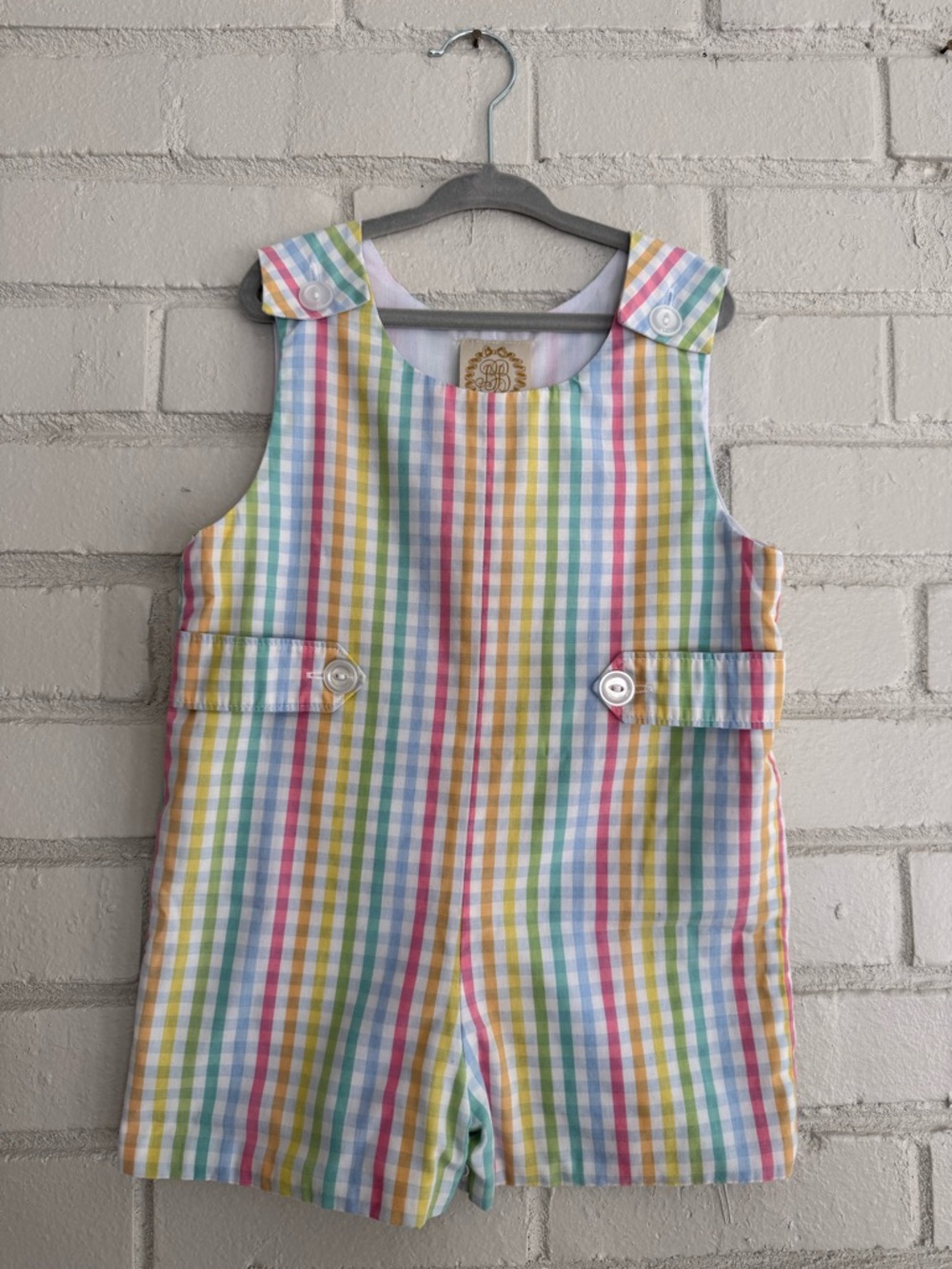 TBBC The Beaufort Bonnet Company Boys Multicolor Gingham Romper Jon Jon Shortall